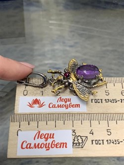 *Серьги Мотыльки Аметист Бразилия Арт 49418 Вес 16,91 г - фото 212121