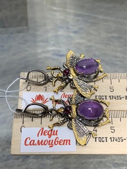 *Серьги Мотыльки Аметист Бразилия Арт 49418 Вес 16,91 г - фото 212123