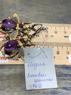 *Серьги Мотыльки Аметист Бразилия Арт 49418 Вес 16,91 г - фото 212125