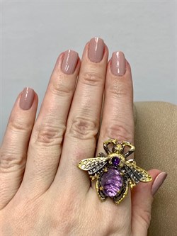 *Кольцо р.17,5 Мотылек Аметист Бразилия Арт 49423 Вес 13,08 г - фото 212150