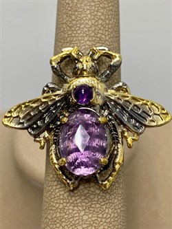 *Кольцо р.17,5 Мотылек Аметист Бразилия Арт 49423 Вес 13,08 г - фото 212152