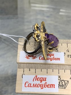 *Кольцо р.17,5 Мотылек Аметист Бразилия Арт 49423 Вес 13,08 г - фото 212158