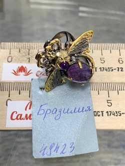 *Кольцо р.17,5 Мотылек Аметист Бразилия Арт 49423 Вес 13,08 г - фото 212159