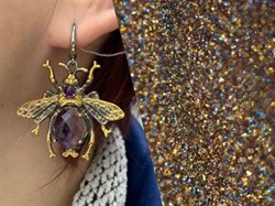 *Серьги Мотыльки Аметист Бразилия Арт 49424 Вес 16,17 г - фото 212161