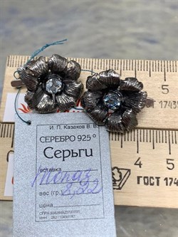 *Серьги Голубой Топаз Бразилия АРТ 60587-1 Вес 8,22 Г - фото 212472