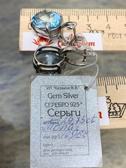 *Серьги Голубой Топаз Бразилия АРТ 65808 Вес 10,68 г - фото 212521 *Серьги Голубой Топаз Бразилия АРТ 65808 Вес 10,68 г - фото 212521