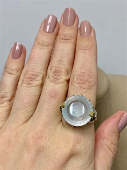 *Кольцо р.19, Белый Топаз Володарск-Волынское АРТ 49403 (ВЕС 13,01 Г) - фото 212623