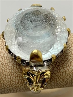 *Кольцо р.19, Белый Топаз Володарск-Волынское АРТ 49403 (ВЕС 13,01 Г) - фото 212629