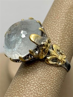 *Кольцо р.19, Белый Топаз Володарск-Волынское АРТ 49403 (ВЕС 13,01 Г) - фото 212631