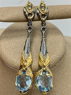 *Серьги Голубой Топаз Бразилия АРТ 53326 Вес 13,27 г - фото 212653