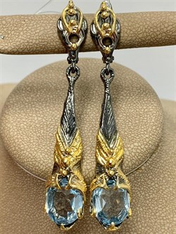 *Серьги Голубой Топаз Бразилия АРТ 53326 Вес 13,27 г - фото 212654