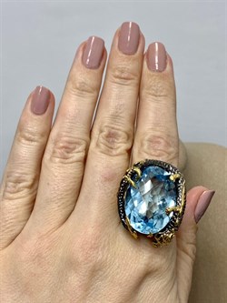 *Кольцо р.18,5 Голубой Топаз Бразилия АРТ 53514 ВЕС 29,01 Г - фото 212772