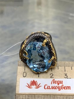 *Кольцо р.18,5 Голубой Топаз Бразилия АРТ 53514 ВЕС 29,01 Г - фото 212775