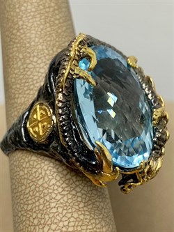 *Кольцо р.18,5 Голубой Топаз Бразилия АРТ 53514 ВЕС 29,01 Г - фото 212778