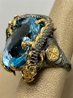 *Кольцо р.18,5 Голубой Топаз Бразилия АРТ 53514 ВЕС 29,01 Г - фото 212779