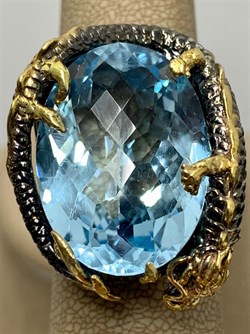 *Кольцо р.18,5 Голубой Топаз Бразилия АРТ 53514 ВЕС 29,01 Г - фото 212780