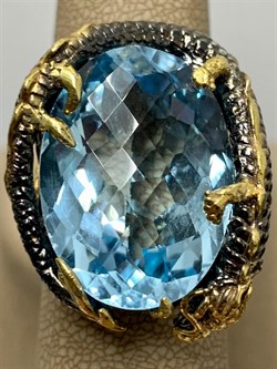 *Кольцо р.18,5 Голубой Топаз Бразилия АРТ 53514 ВЕС 29,01 Г - фото 212781
