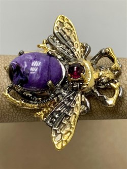 *Кольцо р.18 Мотылек Чароит Арт 49443 Вес 12,83 г - фото 212890