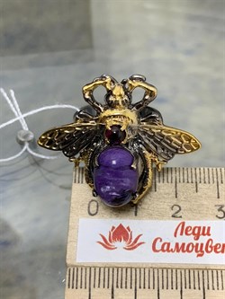 *Кольцо р.18 Мотылек Чароит Арт 49443 Вес 12,83 г - фото 212893