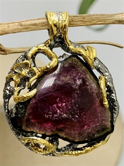 *Подвеска Турмалин Малханское Месторождение АРТ 75809 (ВЕС 14,89 Г) - фото 213249