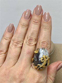 *Кольцо р.18,5 Агат Ботсвана АРТ 15-583 ВЕС 15,56 Г - фото 213465