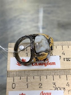 *Кольцо р.18,5 Агат Ботсвана АРТ 15-583 ВЕС 15,56 Г - фото 213468