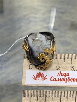 *Кольцо р.18,5 Агат Ботсвана АРТ 15-583 ВЕС 15,56 Г - фото 213469