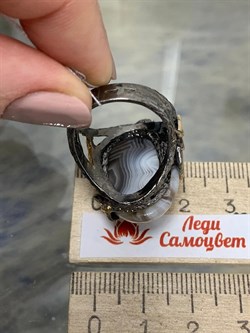 *Кольцо р.18,5 Агат Ботсвана АРТ 15-583 ВЕС 15,56 Г - фото 213470