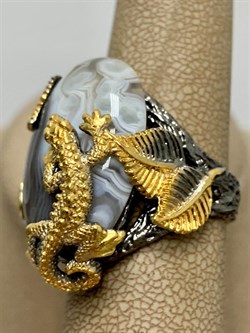 *Кольцо р.18,5 Агат Ботсвана АРТ 15-583 ВЕС 15,56 Г - фото 213471