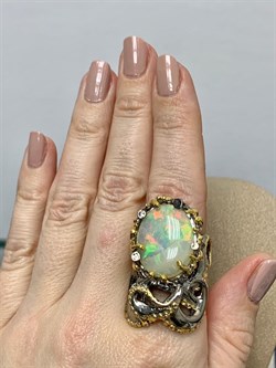 *Кольцо р.18 Опал Эфиопия АРТ 49336 (ВЕС 22,44 Г) - фото 214301