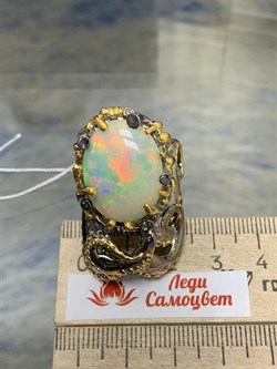 *Кольцо р.18 Опал Эфиопия АРТ 49336 (ВЕС 22,44 Г) - фото 214304