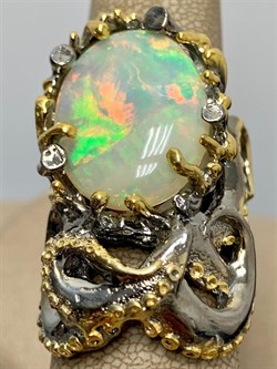 *Кольцо р.18 Опал Эфиопия АРТ 49336 (ВЕС 22,44 Г) - фото 214307