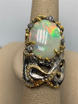 *Кольцо р.18 Опал Эфиопия АРТ 49336 (ВЕС 22,44 Г) - фото 214309