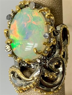 *Кольцо р.18 Опал Эфиопия АРТ 49336 (ВЕС 22,44 Г) - фото 214311