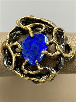 *Кольцо р.18 Синий Опал Австралия АРТ 38100 ВЕС 13,9 Г - фото 214405