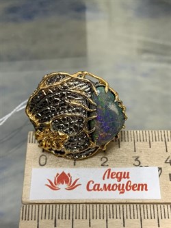 *Кольцо р.18,75 Черный Опал Австралия АРТ 36131 (ВЕС 19,34 Г) - фото 214729 *Кольцо р.18,75 Черный Опал Австралия АРТ 36131 (ВЕС 19,34 Г) - фото 214729