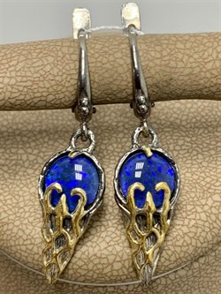 *Серьги Синий Опал Австралия АРТ 38862 ВЕС 6,75 Г - фото 215102