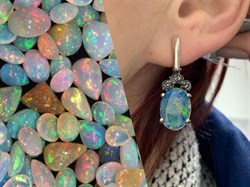 *Серьги Синий Опал Австралия Арт 53667 Вес 5,88 г - фото 215107