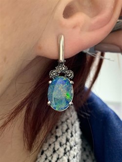 *Серьги Синий Опал Австралия Арт 53667 Вес 5,88 г - фото 215108