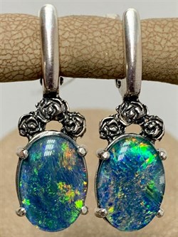 *Серьги Синий Опал Австралия Арт 53667 Вес 5,88 г - фото 215113