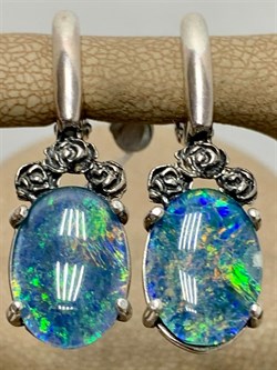 *Серьги Синий Опал Австралия Арт 53667 Вес 5,88 г - фото 215114