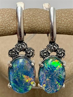 *Серьги Синий Опал Австралия Арт 53667 Вес 5,88 г - фото 215115