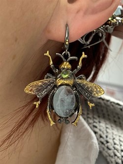 *Серьги Мотыльки Аквамарин Забайкалье Арт 49420 Вес 16,95 г - фото 215196