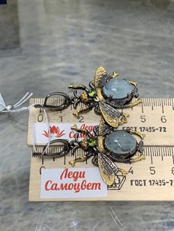 *Серьги Мотыльки Аквамарин Забайкалье Арт 49420 Вес 16,95 г - фото 215201