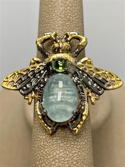 *Кольцо р.18 Мотылек Аквамарин Забайкалье Арт 49419 Вес 13,12 г - фото 215207