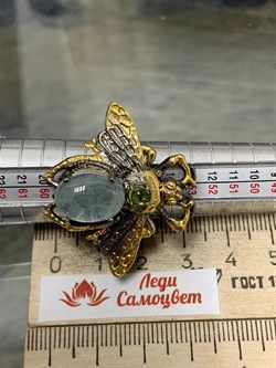 *Кольцо р.18 Мотылек Аквамарин Забайкалье Арт 49419 Вес 13,12 г - фото 215208