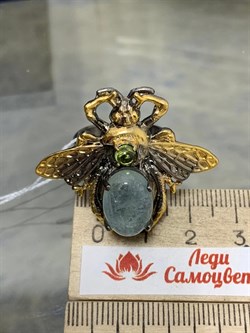 *Кольцо р.18 Мотылек Аквамарин Забайкалье Арт 49419 Вес 13,12 г - фото 215211