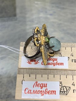 *Кольцо р.18 Мотылек Аквамарин Забайкалье Арт 49419 Вес 13,12 г - фото 215212