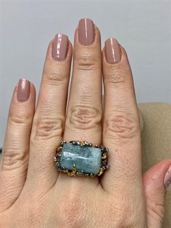 *Кольцо р.17,5 Аквамарин Забайкалье  АРТ 49462 (ВЕС 13,91 Г) - фото 215336