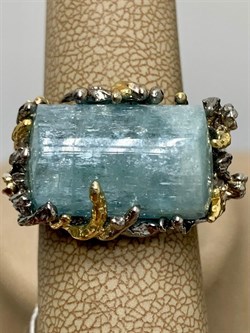 *Кольцо р.17,5 Аквамарин Забайкалье  АРТ 49462 (ВЕС 13,91 Г) - фото 215344